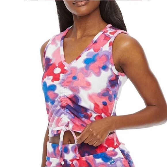 JUICY COUTURE | Terry Cinched Floral Cropped Tank Top Women’s Size Small NEW!! - Picture 10 of 10